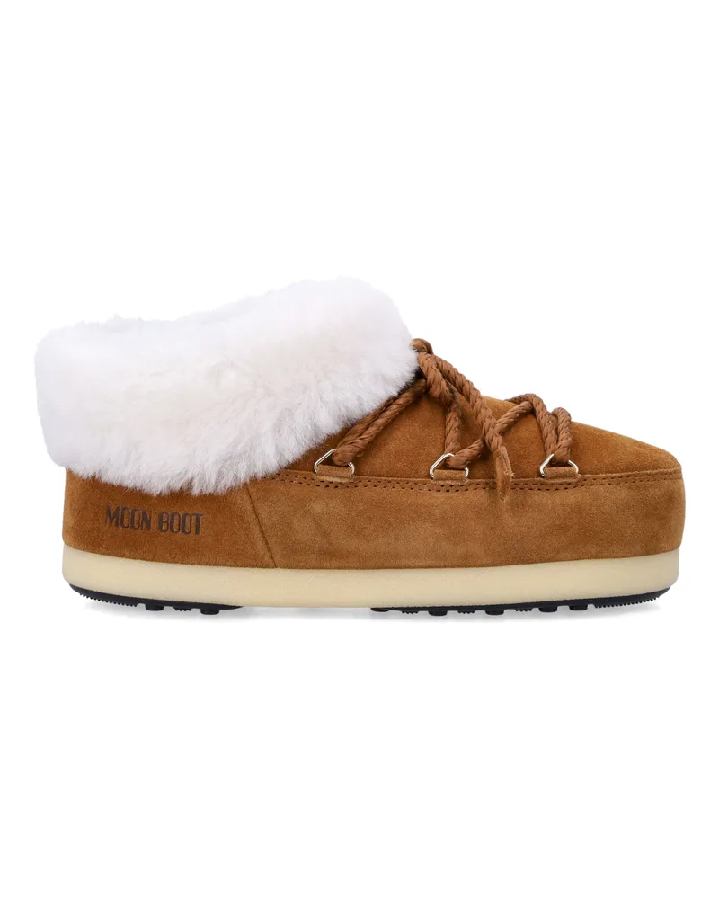 Moon Boot Flache -Schuhe Cognac