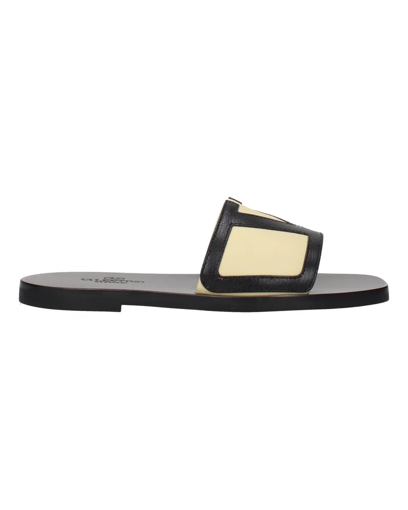 Valentino Garavani Herrens Pantoletten und Clogs aus beige/schwarzem Leder -