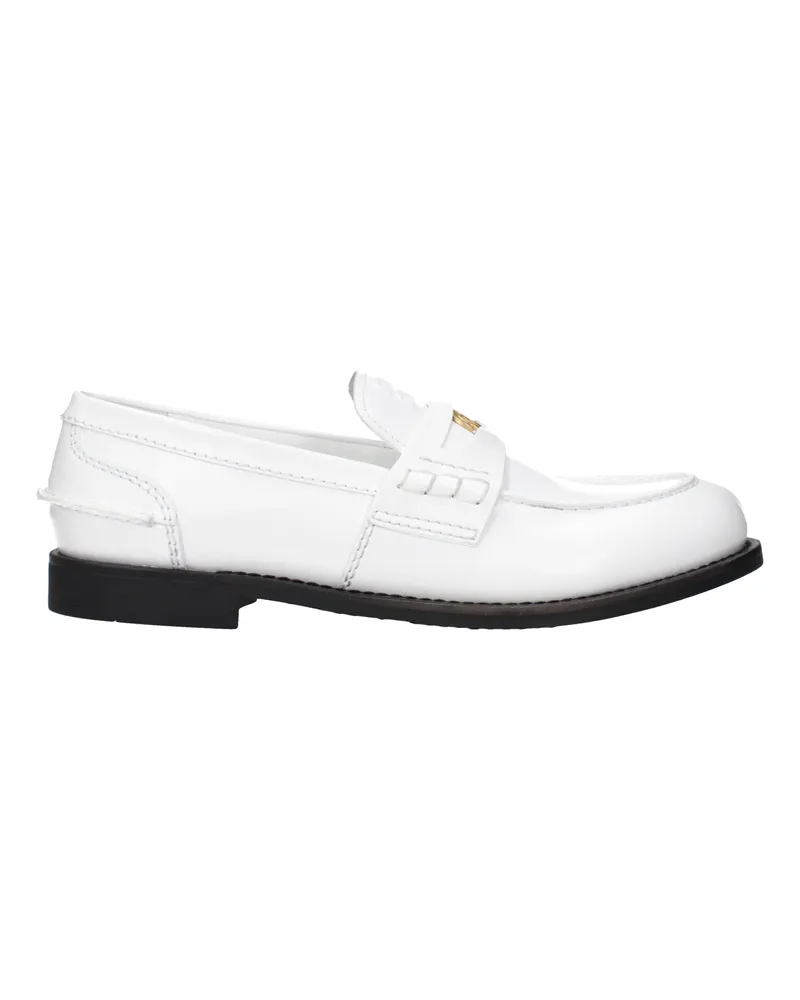 Miu Miu Damens Weiße Leder-Loafer -