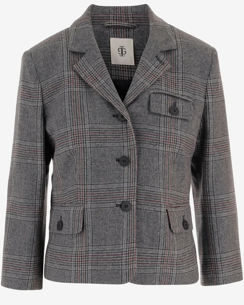 The Garment Das Kleidungsstück Taylor -Jacke in Wollmischung mit Scheckmuster Grey