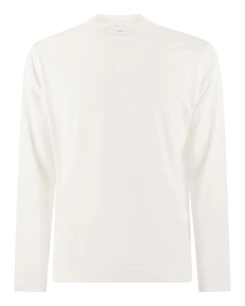 Fedeli Langarmes Baumwoll -T -Shirt White