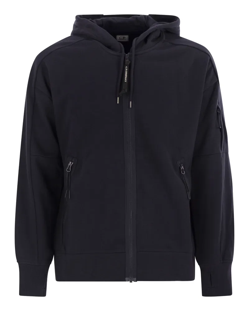 C.P. Company Sweatshirt mit Reißverschluss, Motorhaube und Objektiv Blue