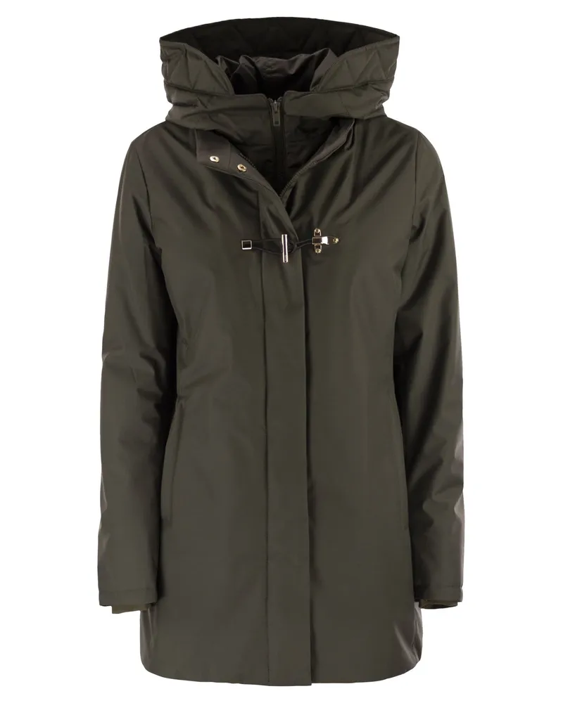 Fay Technical Gabardine Toggle Mantel Green
