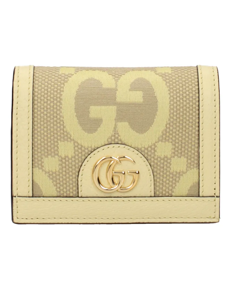 Gucci Ophidia Damens Geldbörse aus beigem/pastellgelbem Stoff -