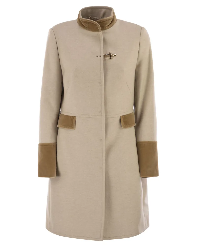 Fay Woll -Stoffmantel Beige