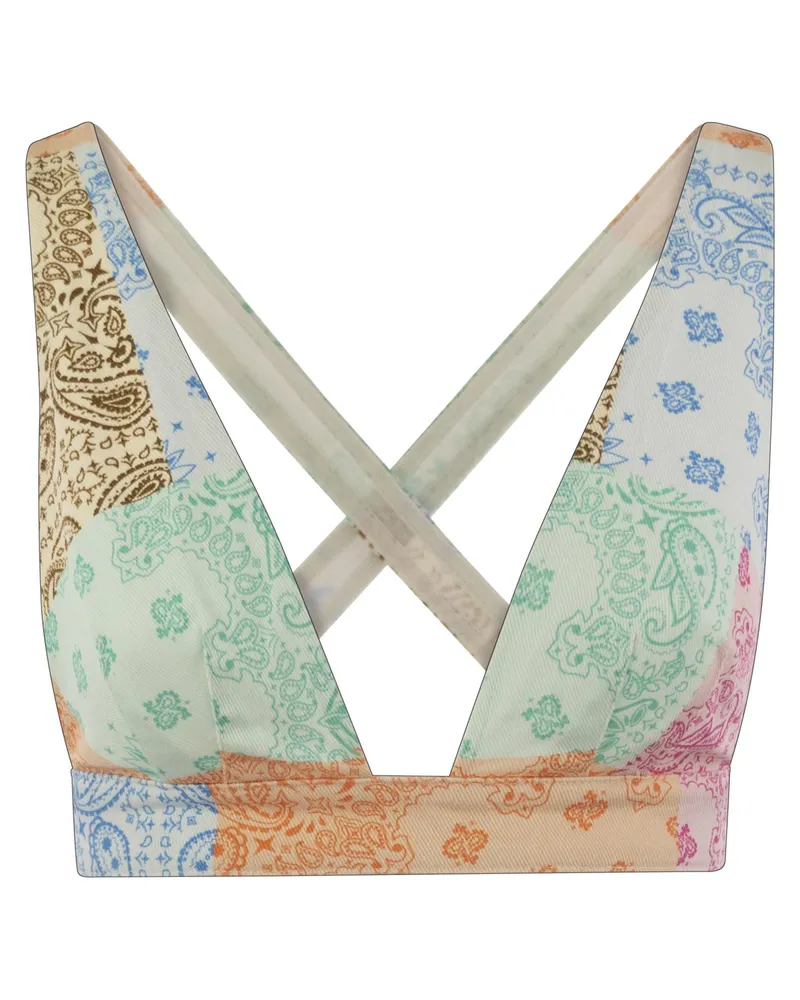 MC2 Saint Barth Denim Top mit breiter Ausschnitt Multicolor