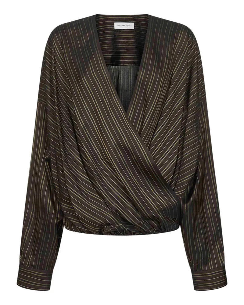 Dries van Noten Trocknen van notieren braun gestreifte cupro drapierte Bluse 703	brown
