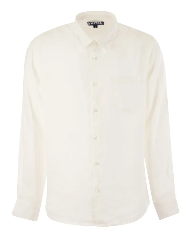 Vilebrequin Langarmes Leinenhemd White