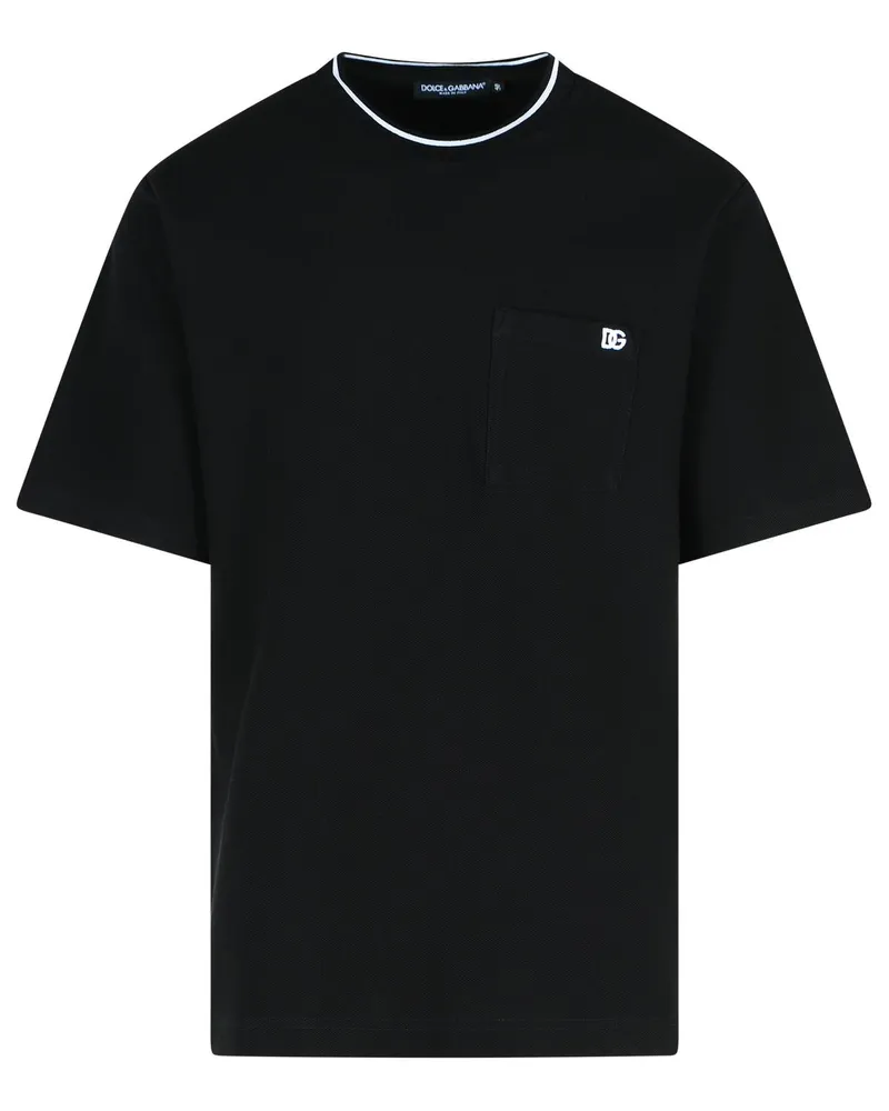 Dolce & Gabbana schwarzer Baumwoll -T -Shirt Black