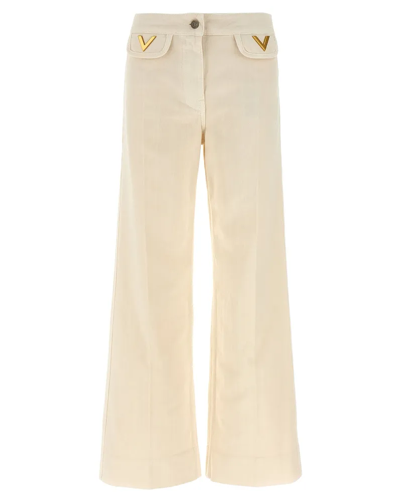 Valentino Garavani Valentino Garavani 'V' Detail Jeans White