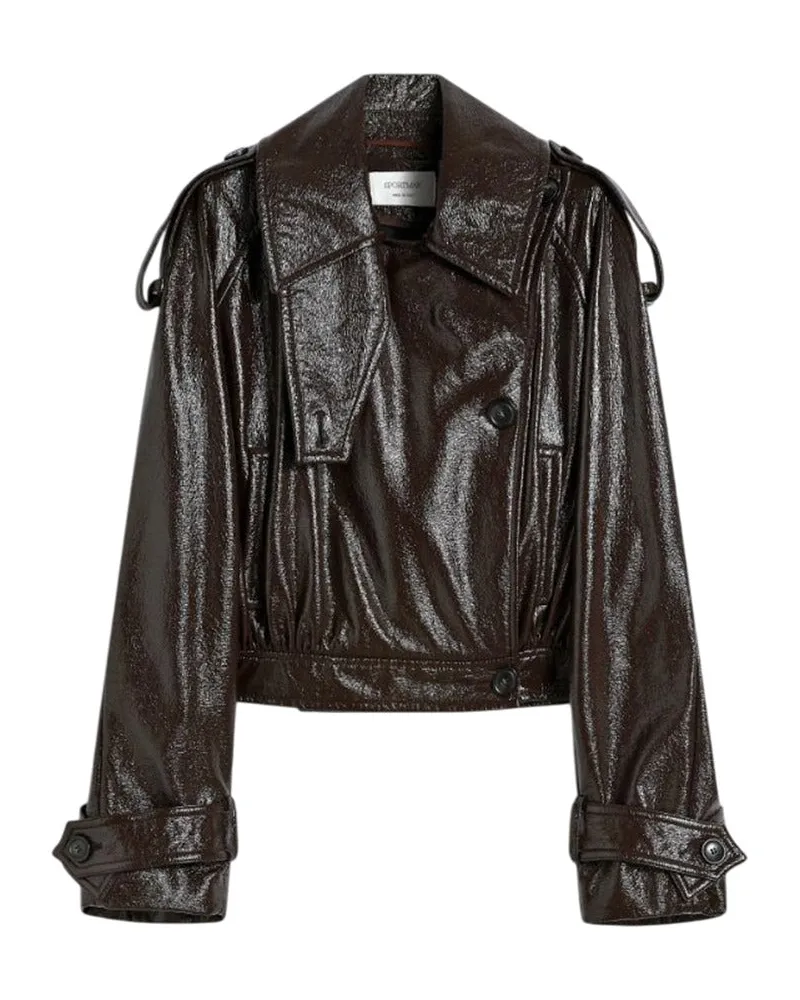 SPORTMAX Kurzer Trenchcoat mit Lackeffekt, Runway Coffee Caffe`