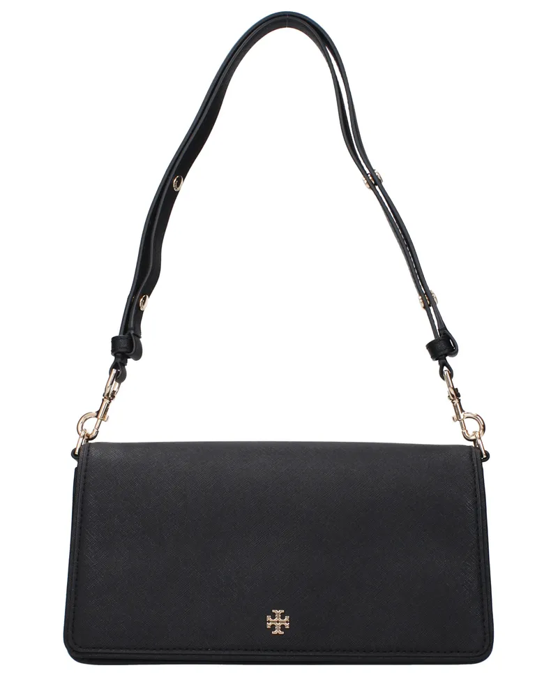 Tory Burch Emerson Damens Leder-Umhängetasche Schwarz -