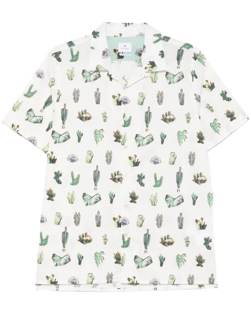 Paul Smith bedruckte Baumwollhemd White