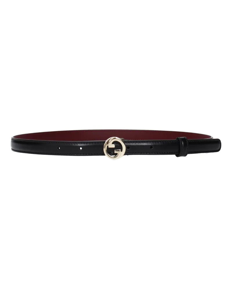 Gucci Damens Ledergürtel Schwarz -