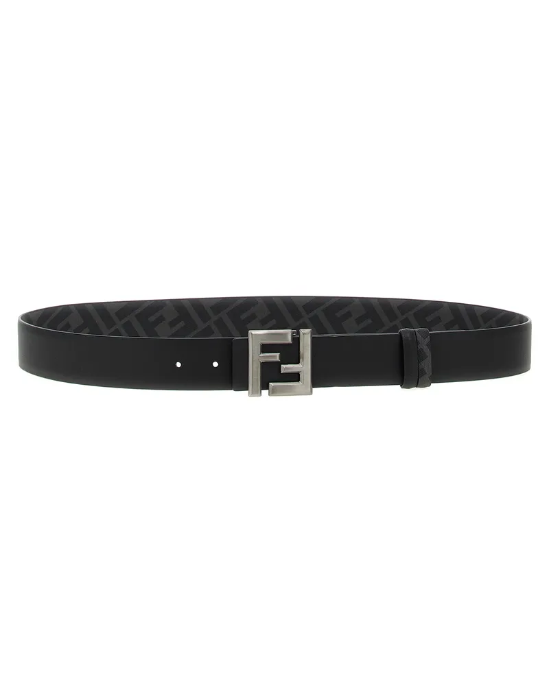 Fendi quadratischer FF' reversibler Gürtel Black