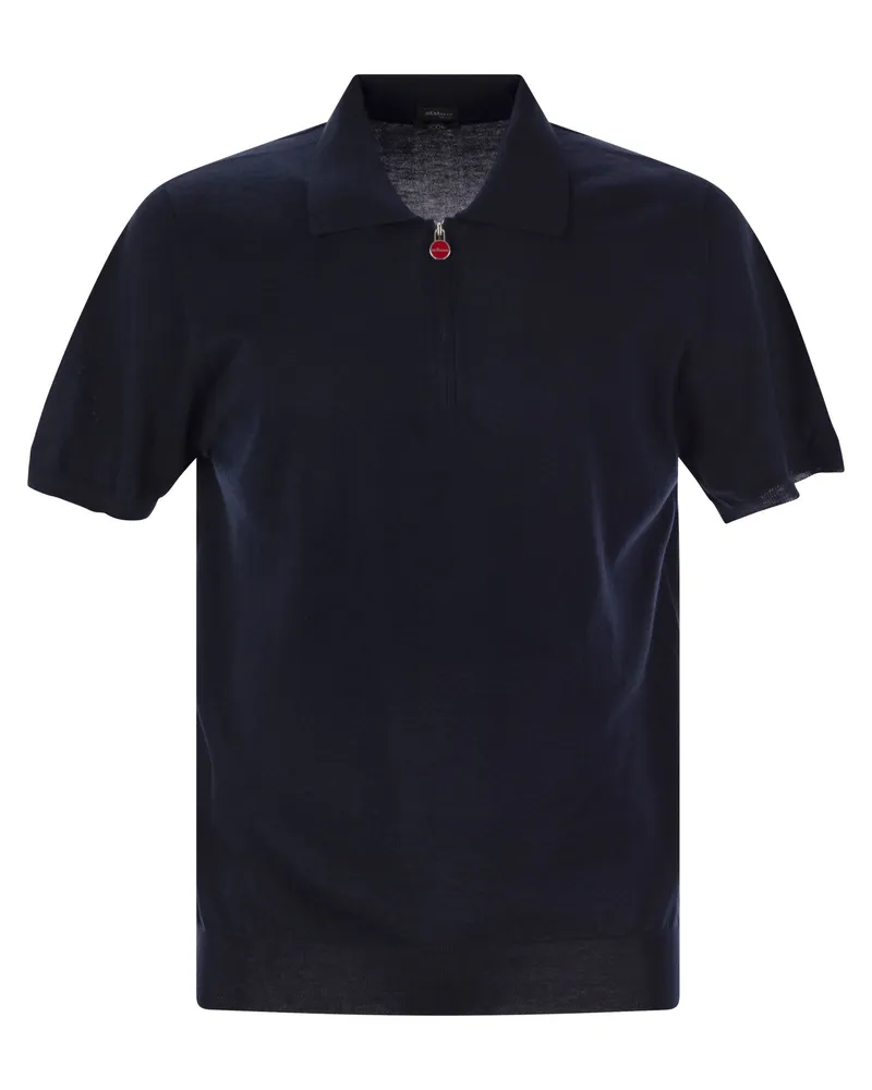 Kiton Kurzärmel -Polo -Reißverschluss Night
