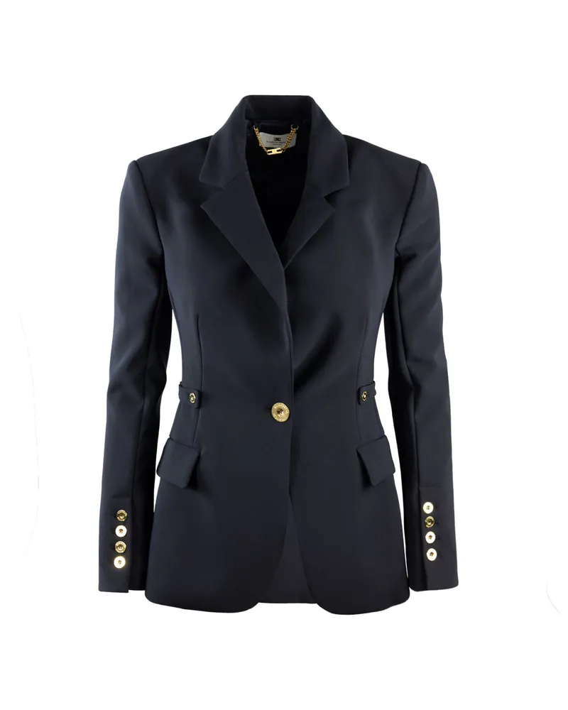 Elisabetta Franchi Giacca in Crêpe Leggero Nera Black
