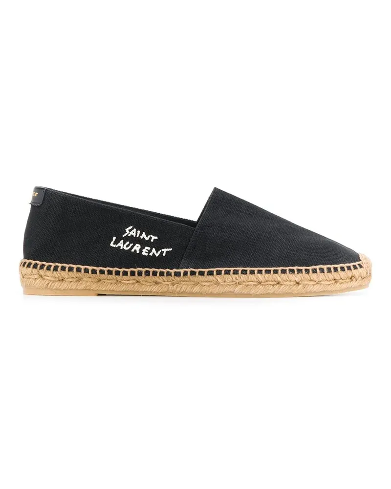 Saint Laurent Canvas Logo Espadrilles Black
