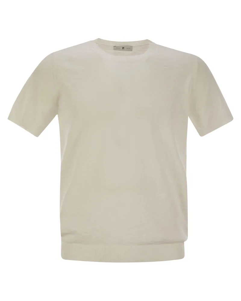 PT TORINO Crew Hals kurzärmeligte Wattebotton -Trikot White