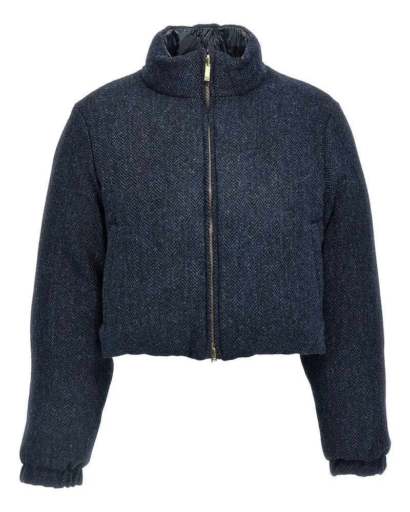 Thom Browne Fischgrätenharris Tweed' reversible Down -Jacke Blue