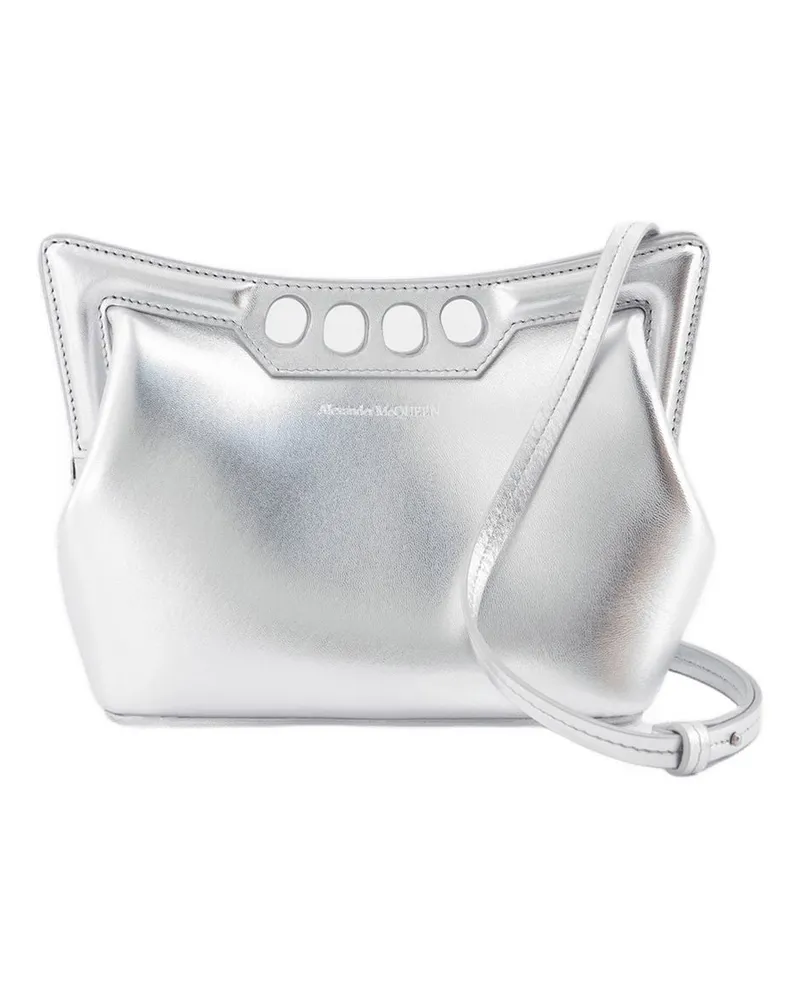 Alexander McQueen Der Mini -Peak -Geldbeutel  Leder Silber Metallisch