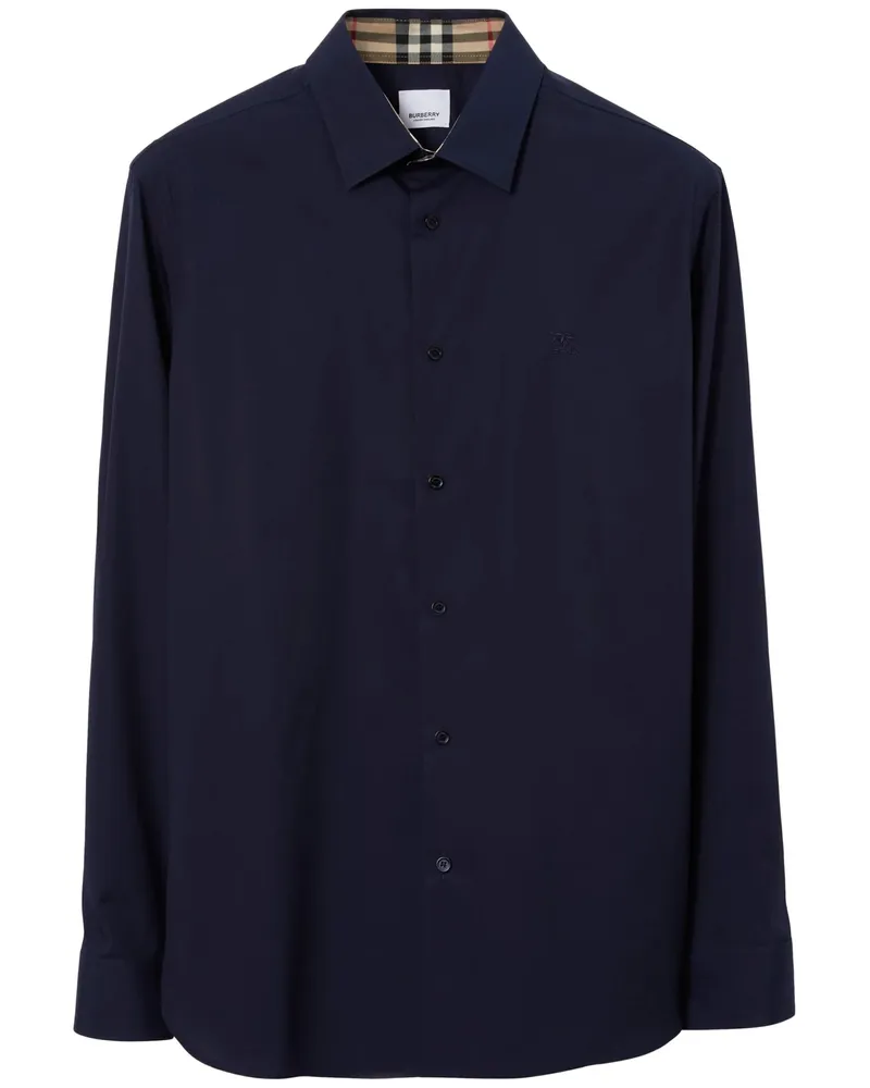Burberry Baumwollhemd mit Stretch Blue