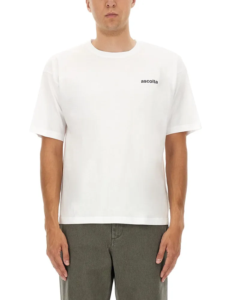 ASPESI T -Shirt mit "Hören" -Drucken White