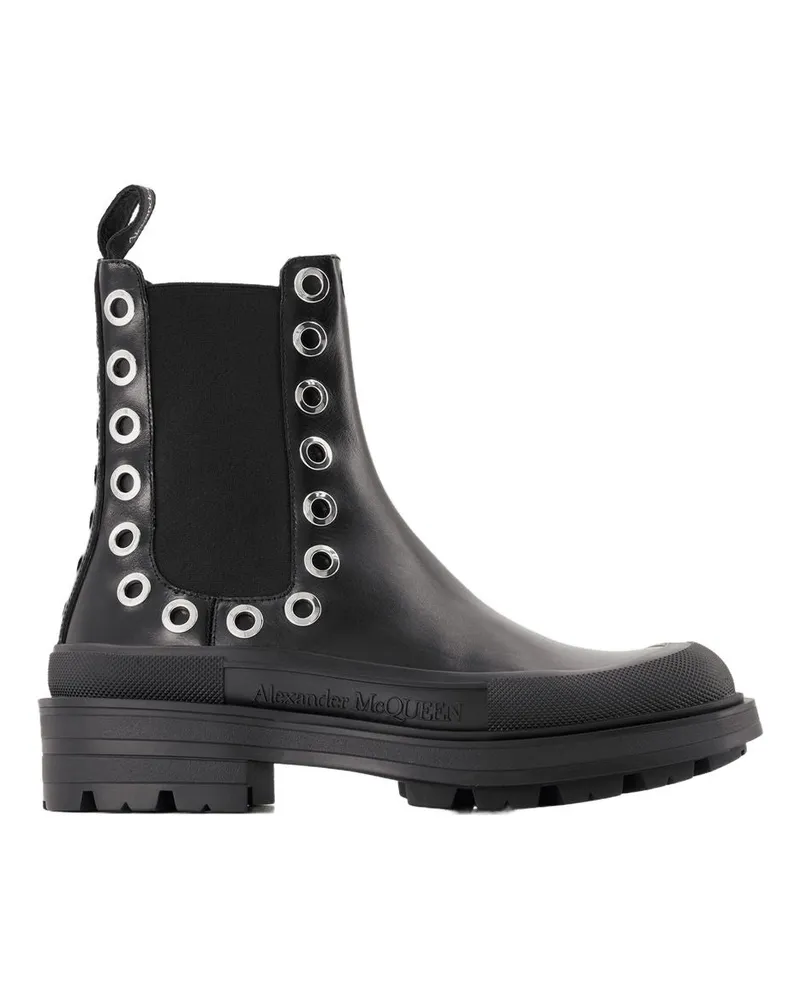 Alexander McQueen Tread Slick -Knöchelstiefel  Black/White Leder Black