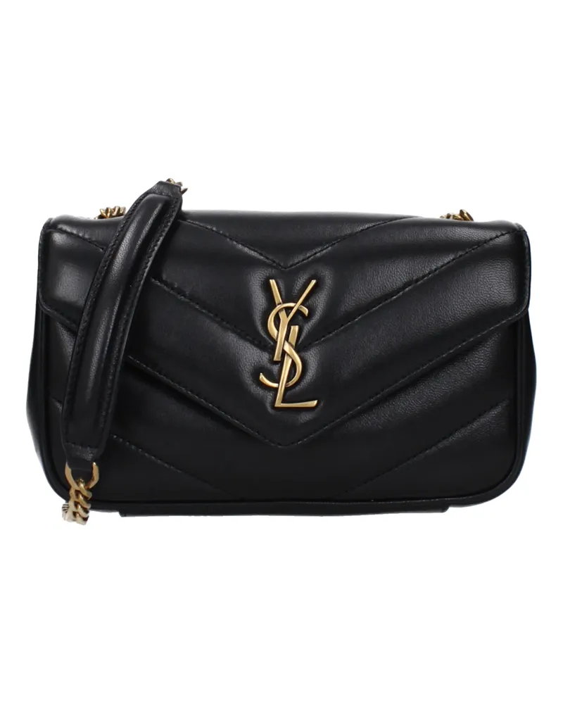 Saint Laurent Loulou Damens Umhängetasche aus schwarzem Leder -