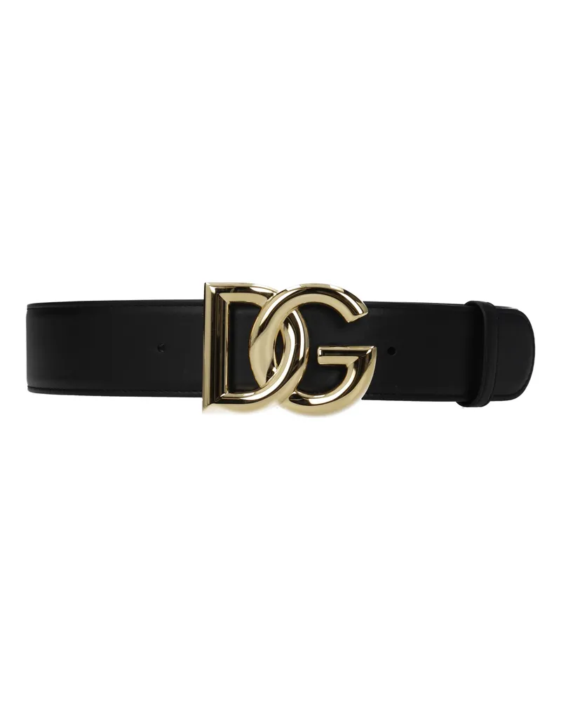 Dolce & Gabbana Frauen 's Ledergürtel Schwarz/Gold -