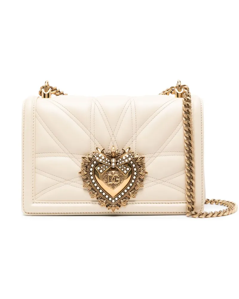 Dolce & Gabbana Devotion Medium Leder Umhängetasche Beige