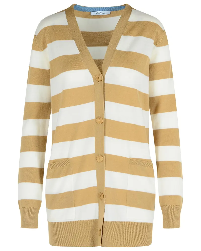 Max Mara Fiemme' Virgin Woll Sand -Strickjacke Beige