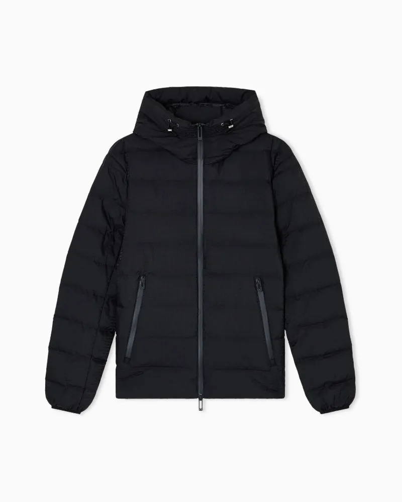 Emporio Armani Stepp-Daunenjacke mit Jacquard-Schriftzug-Logo Black