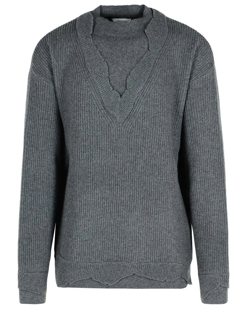 Laneus Grey Woll Mischpullover Grey