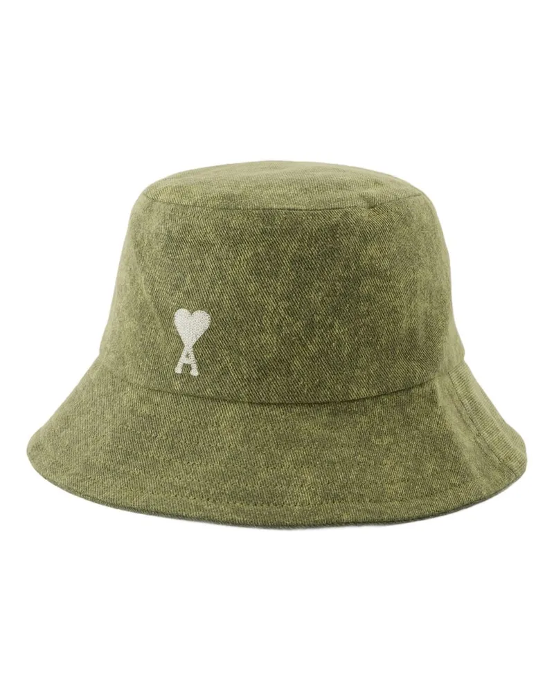 AMI Paris ADC Stickerei Eimer Hut  Cotton Khaki Khaki