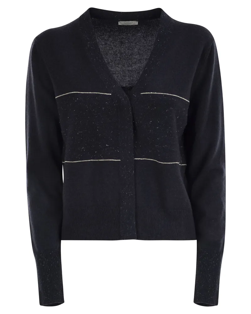 Peserico Tricot Cardigan mit leichten Flecken Blue