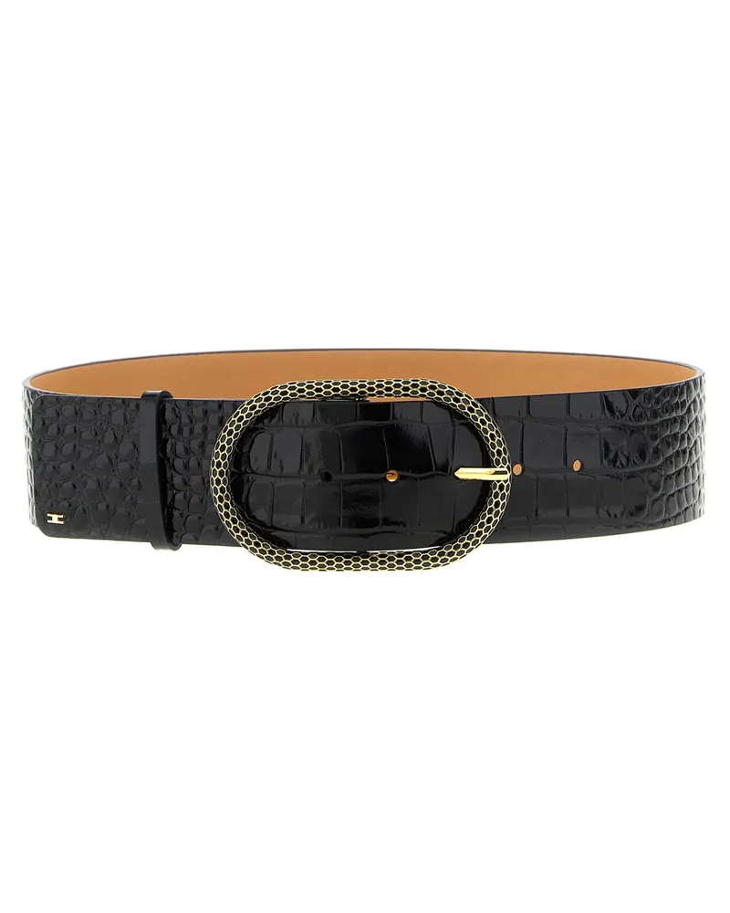 Elisabetta Franchi Schlangenschnalle Gürtel Black