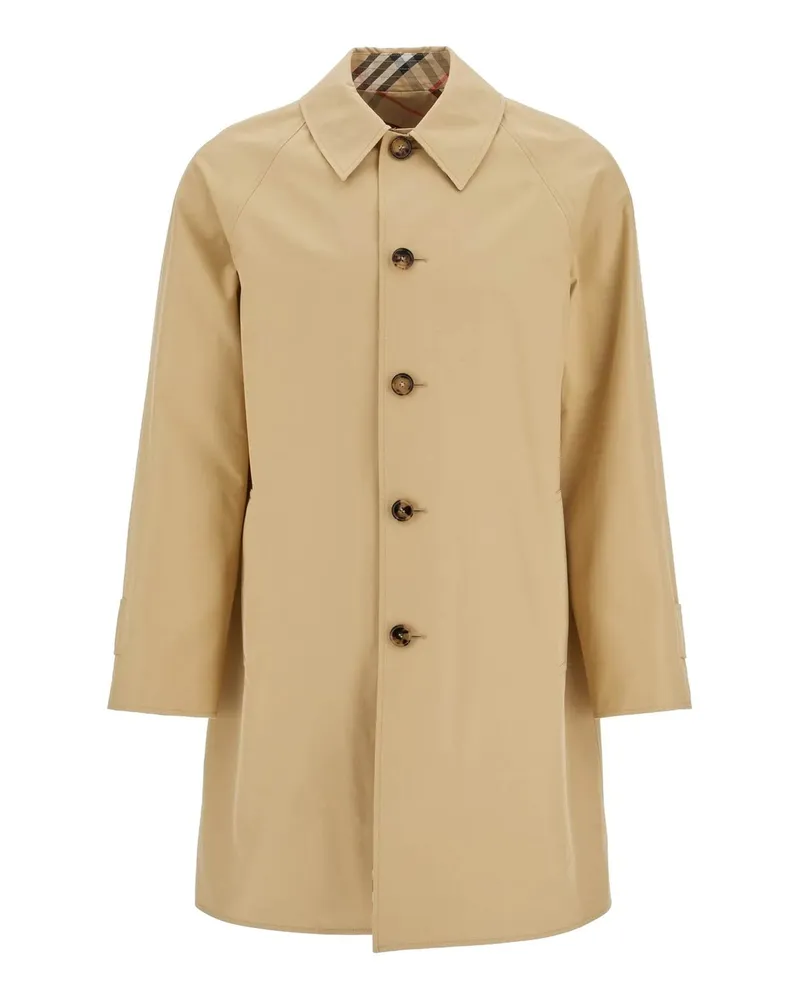 Burberry Reversible Gabardine Car Mantel Beige