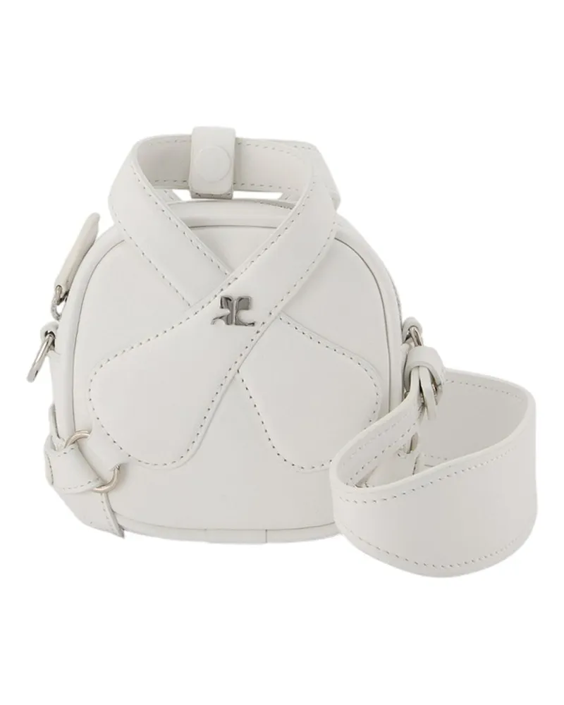 Courrèges Mini-X-Loop-Tasche aus weißem Leder Weiß