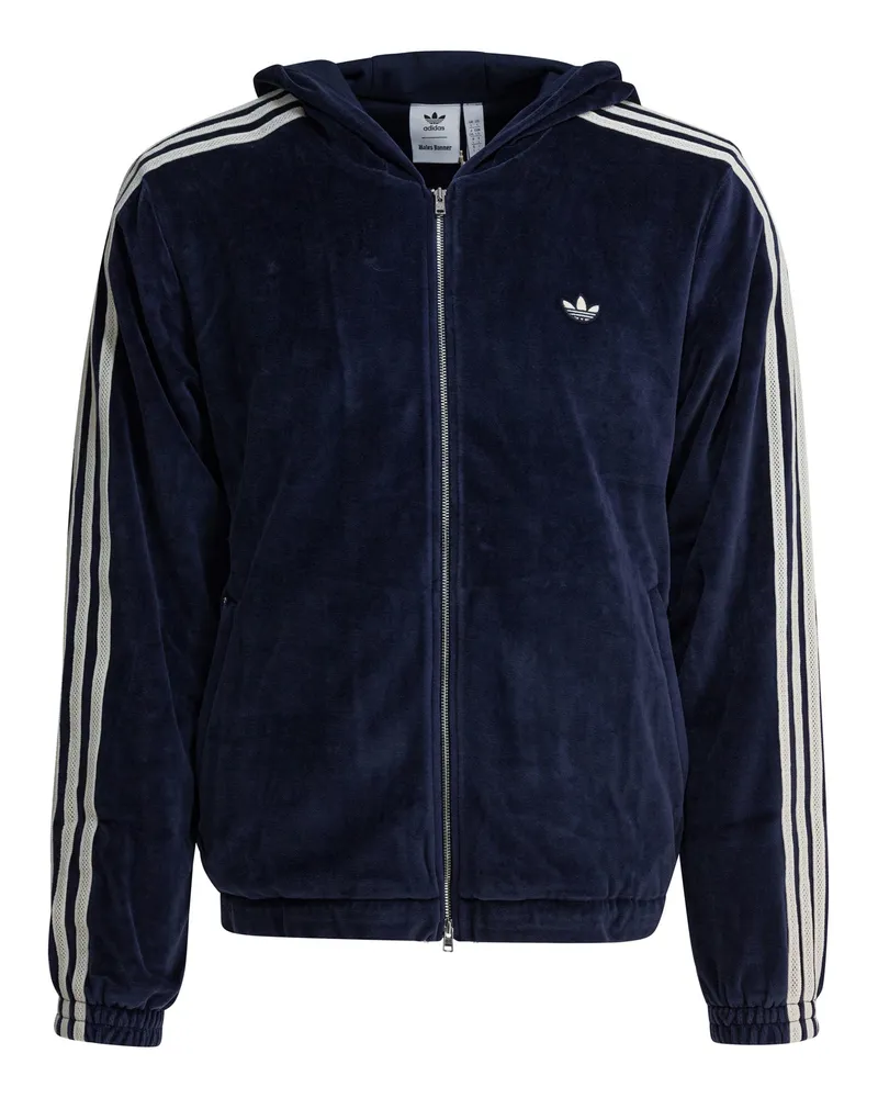 adidas Wales Bonner Velour“ Sweatshirt mit Reißverschluss Blue