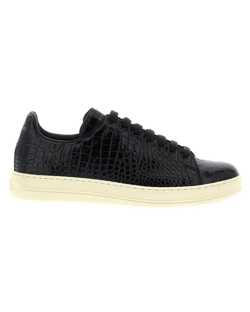 Tom Ford Crocodile Print Sneakers Black