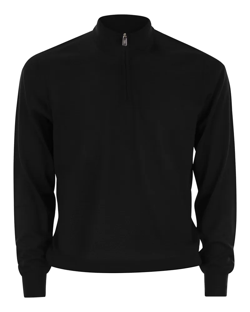 Fedeli Favonio Superfine Wolle Halbzips -Pullover Black
