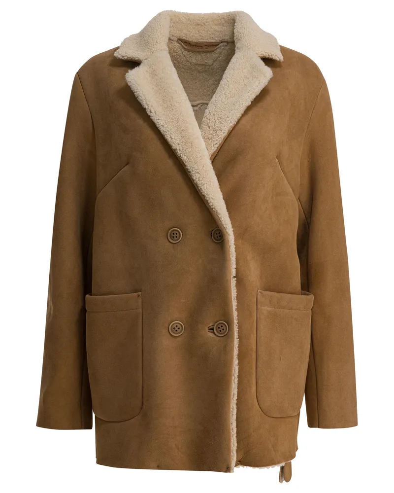 Salvatore Santoro Balzer Lammfell-Wildlederjacke Beige