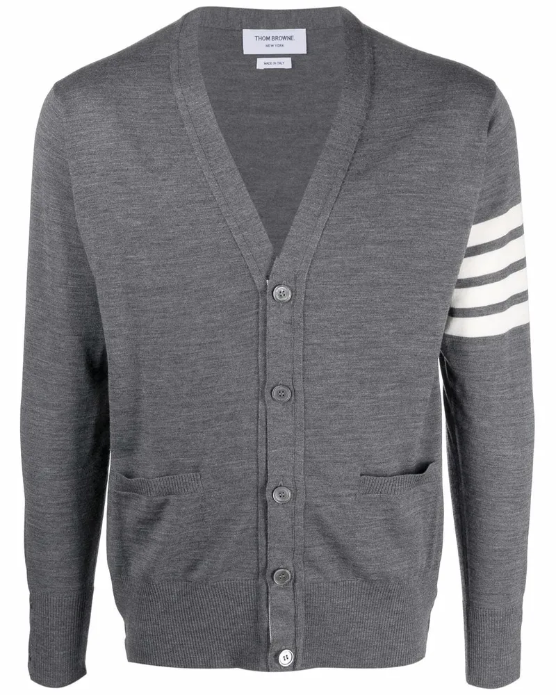 Thom Browne 4 Bar Wolle Strickjacke Grey