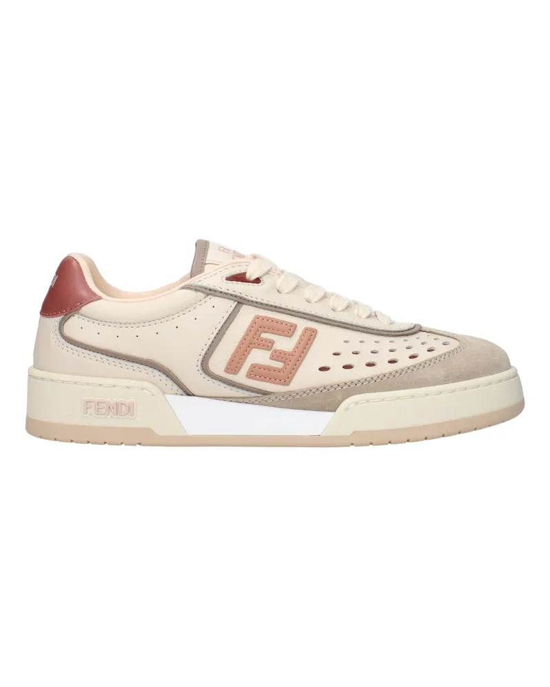 Fendi Damens Sneakers Beige/Rosa Leder -