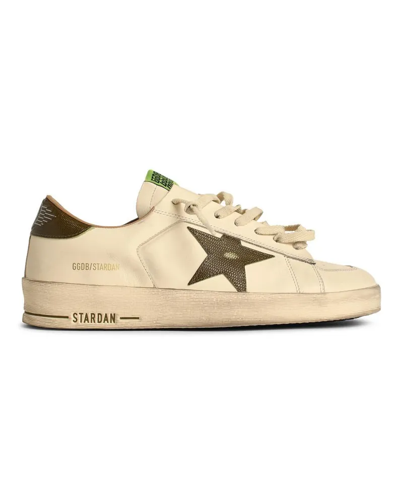 Golden Goose Stardan' White Lear Sneakers mit Green Star und Ferse White
