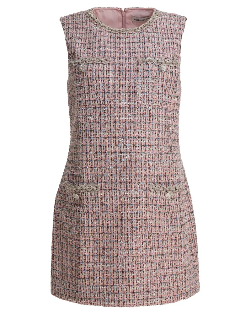 Self-Portrait Kurzes Bouclé-Kleid von Pink