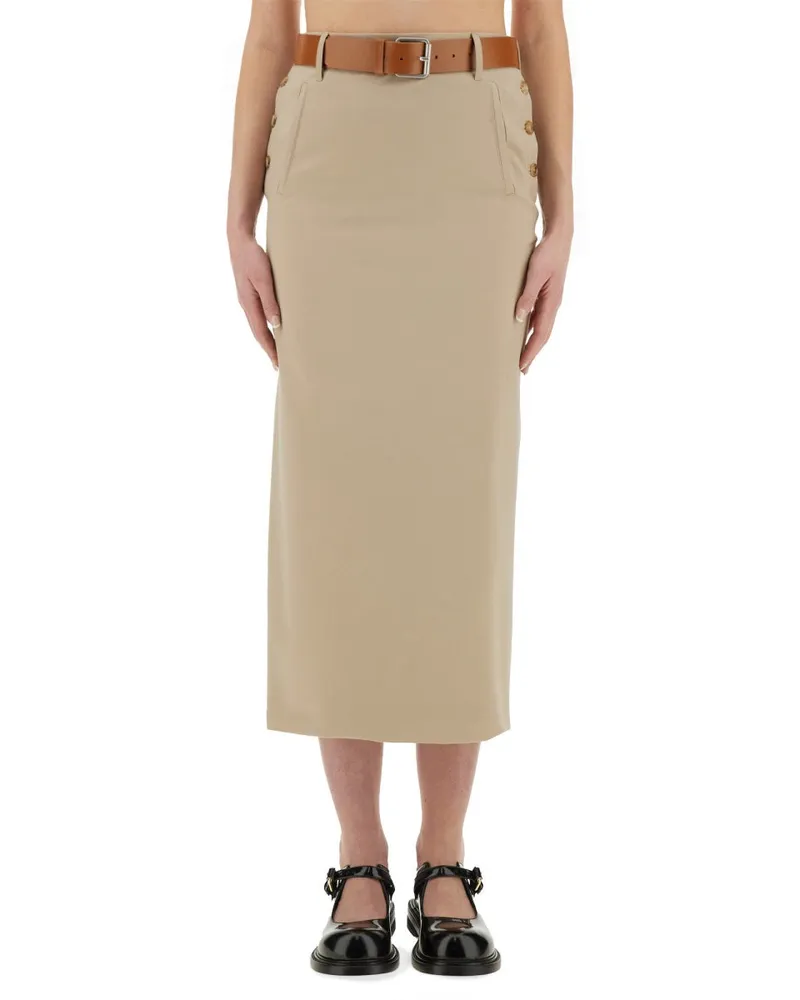 Moschino maßgeschneiderter Twist" langer Rock Beige