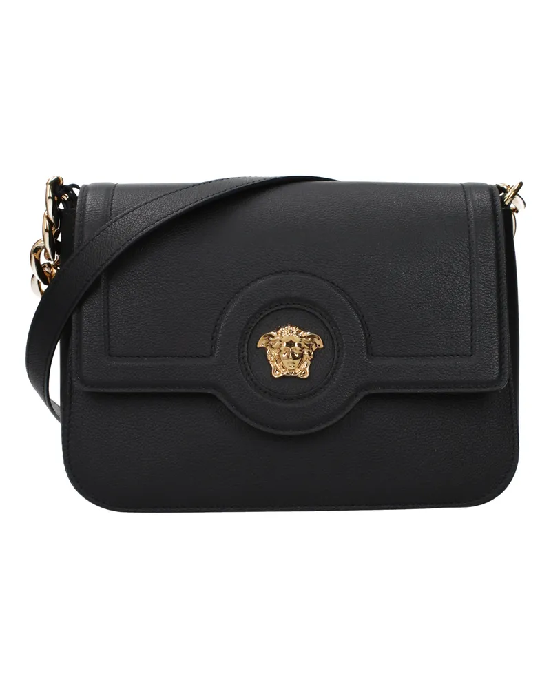 Versace Damens Umhängetasche aus schwarzem Leder -