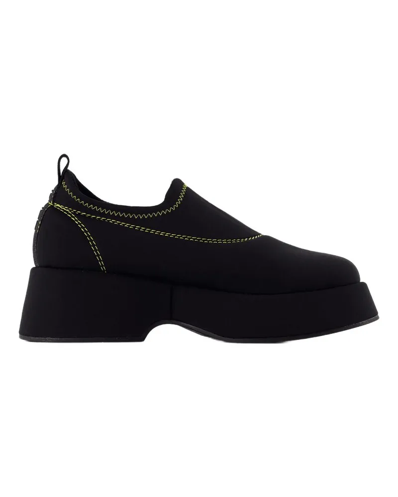 Ganni Retro Flatform Slaafers  Synthetic Schwarz Black